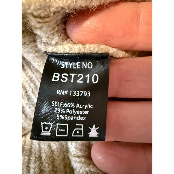 Pol Sweater Medium Tan Black Leopard Print Oversized Chunky - Picture 3 of 6